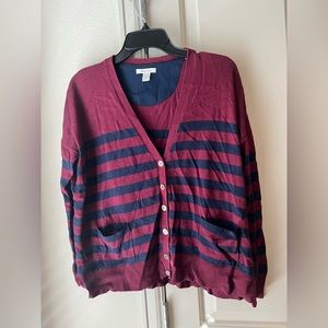 Navy and Maroon Nautical Cardigan